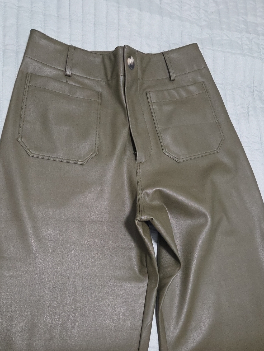 Anthropologie Maeve Collette Faux Leather Pants in Olive 30